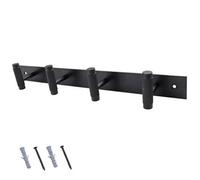 Keypak Metal Wall Mounted Coat Rack - 40Cm Aluminium 4 Coat Hooks With Knurled Texture - Matte Black Finish