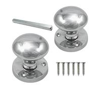 keypak Mortice Door Knobs - 55mm 2 Inch Polished Chrome Finish Door knob and Door Handle for Round Door Handles on Internal Wooden Doors- with Spindle and Fixings (1 Pair)