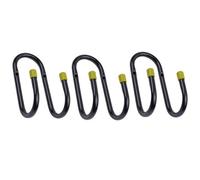 Keypak Move It Utility Double Hooks 7Cm Heavy Duty Metal Wall Hooks Pack Of 3 Black With Yellow End Caps For Garage And Workshop Storage