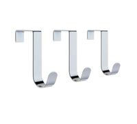 Keypak Over Door Hanger, Pack 3 Metal Hooks, Fits Doors up to 4cm | For Doors up to 4cm in Thickness, for Hanging Clothes, Coats, Jackets, Towels, Robes - Polished Chrome