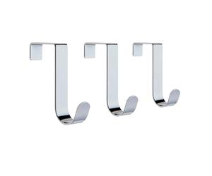 Keypak Over Door Hanger, Pack 3 Metal Hooks, Fits Doors up to 4cm | For Doors up to 4cm in Thickness, for Hanging Clothes, Coats, Jackets, Towels, Robes - Polished Chrome