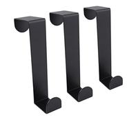 keypak Over Door Hanger, Pack of 3 Black Metal Hooks, Doors up to 4.5cm | Reversible hooks suitable for doors 35mm or 45mm wide, ideal for hanging clothes; jackets; towels; robes