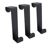 Keypak Over Door Hanger, Set Of 3 Black Metal Hooks, For 44mm Fire & 35mm Standard Doors - Coats, Jackets, Towels, Robes Hooks