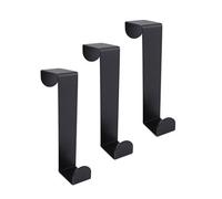 Keypak Over Door Hanger, Set Of 3 Black Metal Hooks, For 50mm Fire & 40mm Standard Doors - Coats, Jackets, Towels, Robes Hooks