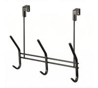 Keypak Over The Door Hook Rack - 3 Black Nickel Double Hooks - 29Cm Wide For Hanging Storage For Coats, Towels, Scarves, Bags