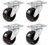 Keypak Pack 4 Swivel Castor 32mm Diameter Wheels with Fixing Plate | 18kg Load Per Wheel for Chairs, Tables & Light Household Furniture