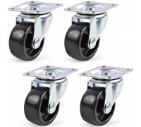 Keypak Pack of 4 Swivel Castor 40mm Diameter Wheels with Fixings Plate | Lightweight & Smooth on Carpet - Ideal for Furniture & Storage