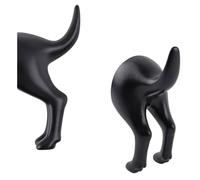 keypak Pack of 5 Dog Butt, Dog Tail Black Hook Metal Modern Wall Hook