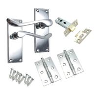 Keypak Passage Bedroom Door Handle Chrome 112mm 4 Inch Scroll Latch Handle Tubular Mortice Latch Faceplate Butt Door Hinge Kitchen