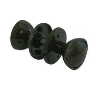 keypak Plastic Black Rim Mortice Door Knob Set for Wooden External and Internal Shed Door knobs Keyhole Escutcheons - Spindle & Fixings Included (1 Pair)