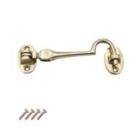 Keypak Polished Brass Cabin Hook (100mm 4 Inch) Hinge Hook & Eye Shed Gate Latch Window Latch, Includes Screws