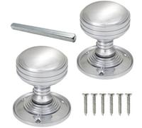 Keypak Reeded Mortice Internal Door Knobs Chrome Pair - Traditional Design Door Handles With All Mounting Accessories Included