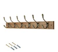 Keypak Rustic Wall-Mounted Coat 6 Hook Rail 69Cm Coat Hooks On Wooden Board For Entryways & Bathrooms