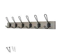 Keypak Rustic Wall Mounted Coat Rack, 6 Double Wire Hooks on Wooden Base