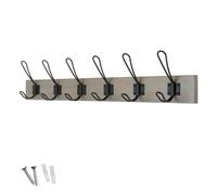 keypak Rustic Wall Mounted Coat Rack, 6 Double Wire Hooks on Wooden Base