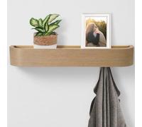 keypak Scandi 49cm Wooden Coat Rack with Shelf 4 Hidden Hooks Burlywood | Wall Mounted Coat Rack with Shelf for Hallway, Bedroom, Kitchen, Bathroom