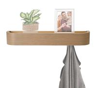 keypak Scandi Wooden Coat Rack with Shelf - Wall Mounted 4 Hidden Coat Hooks & 49cm Floating Shelf for Hallways, Bedrooms & Entryways - Burlywood