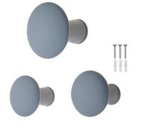 keypak Set of 3 Round Grey Screw-in Wooden 50mm Hooks