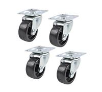 Keypak Swivel Castor Wheels - 30mm Diameter - Black Plastic - Plate Fixing -4 Pack-Smooth Rolling on Carpet-Ideal for Light Furniture
