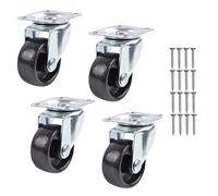 Keypak Swivel Castor Wheels - 40mm Diameter - Black Plastic - Plate Fixing - 4 Pack - Lightweight & Smooth on Carpet - Ideal for Furniture & Storage