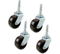 Keypak Swivel Castor Wheels 40mm Diameter Stem Fixing, Smooth Rolling On Carpets Lightweight Chair Desks, Black - 4 Pack