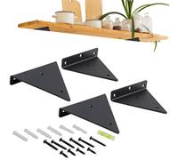 Keypak Triangle Floating Shelf Brackets, Small Hidden Wall Mounted Shelf Support, 50Kg Capacity, Matte Black, 4 Pack