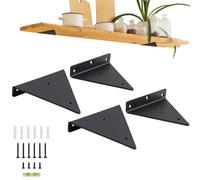 Keypak Triangular Floating Shelf Brackets, Hidden Shelf Support, Pack of 4 | 50kg Capacity per Pair, Matte Black, 140 x 130mm, Fixings Included, Heavy-Duty for Wall Shelves and Display Shelving