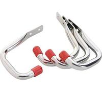 KeyPak Universal Galvenised 7cm Garage Hooks, Pack of 4 J Hooks | Red PVC Tipsed for Weather Resistant ideal for Storing Garden Tools