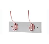 Keypak Victorian 2 Hook Wall-Mount Wooden Coat Rack, 22.5Cm - Dove Bloc With Rose Hooks - Fixings Included