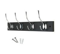 Keypak Victorian 4 Hook Wall-Mount Wooden Coat Rack, 45Cm - Black Board, Polished Chrome Hook - Pre-Assembled, Fixings Included