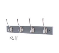 Keypak Victorian 4 Hook Wall-Mount Wooden Coat Rack, 45Cm - Slate Grey With Satin Nickel Hooks - Fixings Included