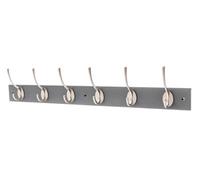 Keypak Victorian 6 Hook Wall-Mount Wooden Coat Rack, 68Cm - Slate Bloc With Satin Nickel Hooks - Fixings Included