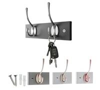 keypak Victorian Wall Mounted 2 Chrome Hooks Black Wooden Coat Rack/Rail | for Hanging Coats, Hats, Clothing, Scarfs, Wall Organiser, supplied with fixings