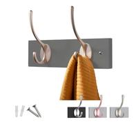 keypak Victorian Wall Mounted 2 Nickel Double Hooks Grey Wooden Coat Rack | Slate Grey Backboard for Hanging Coats, Hats, Clothing, Scarfs, Wall Organiser, supplied with fixings