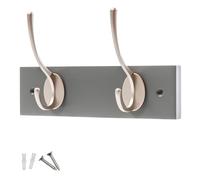 keypak Victorian Wall Mounted 2 Nickel Hooks Grey Wooden Coat Rack