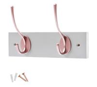 keypak 2 Hook Dove Grey Wooden Wall Mounted Coat Rack with 2 Victorian Rose Gold Hooks - Heavy Duty Wooden Board for Coats, Hats, Bags, Tools Space Saving Wall Storage Organiser, Fixings Included