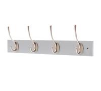 keypak Victorian Wall Mounted 4 Nickel Hooks Grey Wooden Coat Rack | Dove Grey Backboard for Hanging Coats, Hats, Clothing, Scarfs, Wall Organiser, supplied with fixings