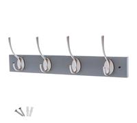 keypak Victorian Wall Mounted 4 Nickel Hooks Grey Wooden Coat Rack | Slate Grey Backboard for Hanging Coats, Hats, Clothing, Scarfs, Wall Organiser, supplied with fixings