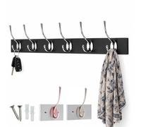 keypak Victorian Wall Mounted 6 Chrome Double Hooks Black Wooden Coat Rack | for Hanging Coats, Hats, Clothing, Scarfs, Wall Organiser, supplied with fixings