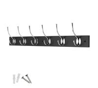 keypak Victorian Wall Mounted 6 Chrome Hooks Black Wooden Coat Rack