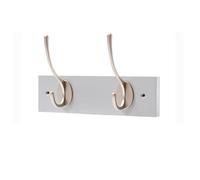 keypak Victorian Wall Mounted Coat Hooks, Wooden Coat Rack for Hanging Coats, Hats, Clothing, Scarfs (Grey/Satin Nickel, 2 Hooks)