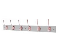 keypak Victorian Wall Mounted Coat Hooks, Wooden Coat Rack for Hanging Coats, Hats, Clothing, Scarfs (Dove Grey/Rose Gold, 6 Hooks)