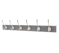 Keypak Victorian Wall Mounted Coat Hooks, Wooden Coat Rack for Hanging Coats, Hats, Clothing, Scarfs (Slate Grey/Satin Nickel, 6 Hooks)
