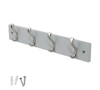 Keypak Wall-Mounted Coat Rack - 4 Hooks On Modern Wooden Base For Wall & Door - 38Cm (Satin Nickel/dove Grey)