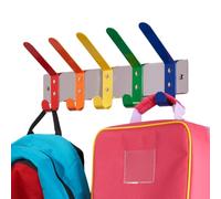 keypak Wall-Mounted Coat Rack with 5 Multi - Coloured Hooks 40cm Rail | Rainbow Metal Coat Rack Designed for School Bag, Childrens Coats - Fixings Included