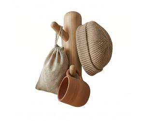 keypak Wall Mounted Totem Coat Rack - 3 Hook Scandi Branch Hanger - Decorative Wooden Hook Rail for Coats, Towels, Hats & Bags in Hallway, Bedroom or Door