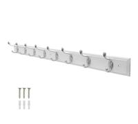 keypak White Wooden Wall Mounted Coat Rack with 8 Polished Chrome Hooks