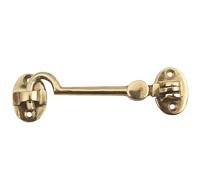 Keypak Wire Cabin Hook Traditional Style Door Gate Security Hardware Wooden Gates Latch Door Lock Hook Lock, (Polished Brass, (L)100mm)
