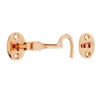 Keypak Wire Cabin Hook Traditional Style Door Gate Security Hardware Wooden Gates Latch Door Lock Hook Lock, (Polished Brass, (L)75mm)