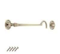 Keypak Wire Cabin Hook Traditional Style Door Gate Security Hardware Wooden Gates Latch Door Lock Hook Lock, (Polished Brass, (L)150mm)